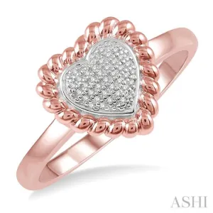 1/20 Ctw Heart Shape Twisted Rim Round Cut Diamond Ring in 10K Rose Gold