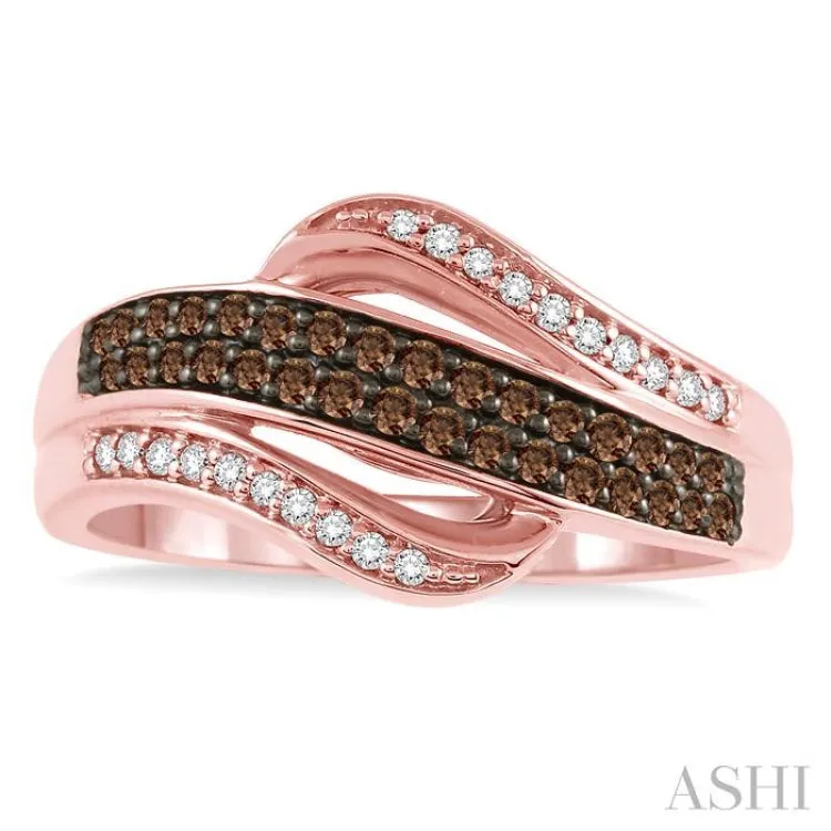 1/3 Ctw White and Champagne Brown Diamond Ring in 10K Rose Gold