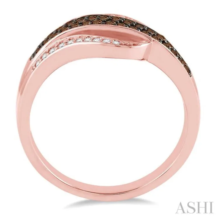 1/3 Ctw White and Champagne Brown Diamond Ring in 10K Rose Gold