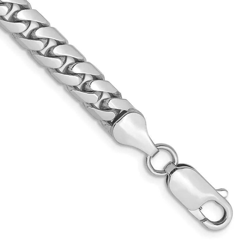 14K White Gold 5.5mm Solid Miami Cuban Link with Lobster Clasp Chain Bracelet