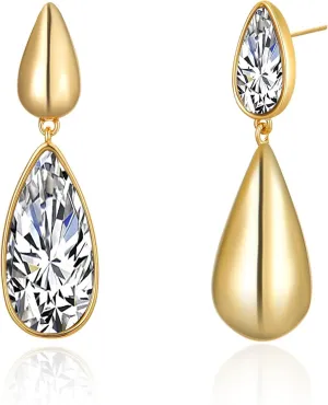 18k gold Modern Mismatch Tear Drop Earrings