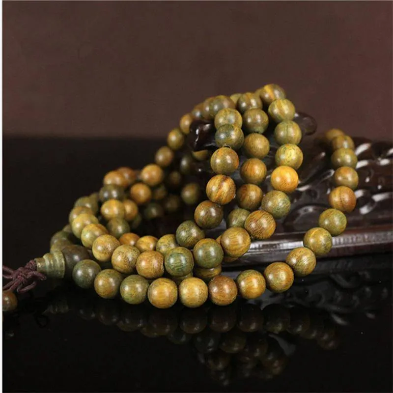 8mm 108 Natural Green Sandalwood Prayer Mala