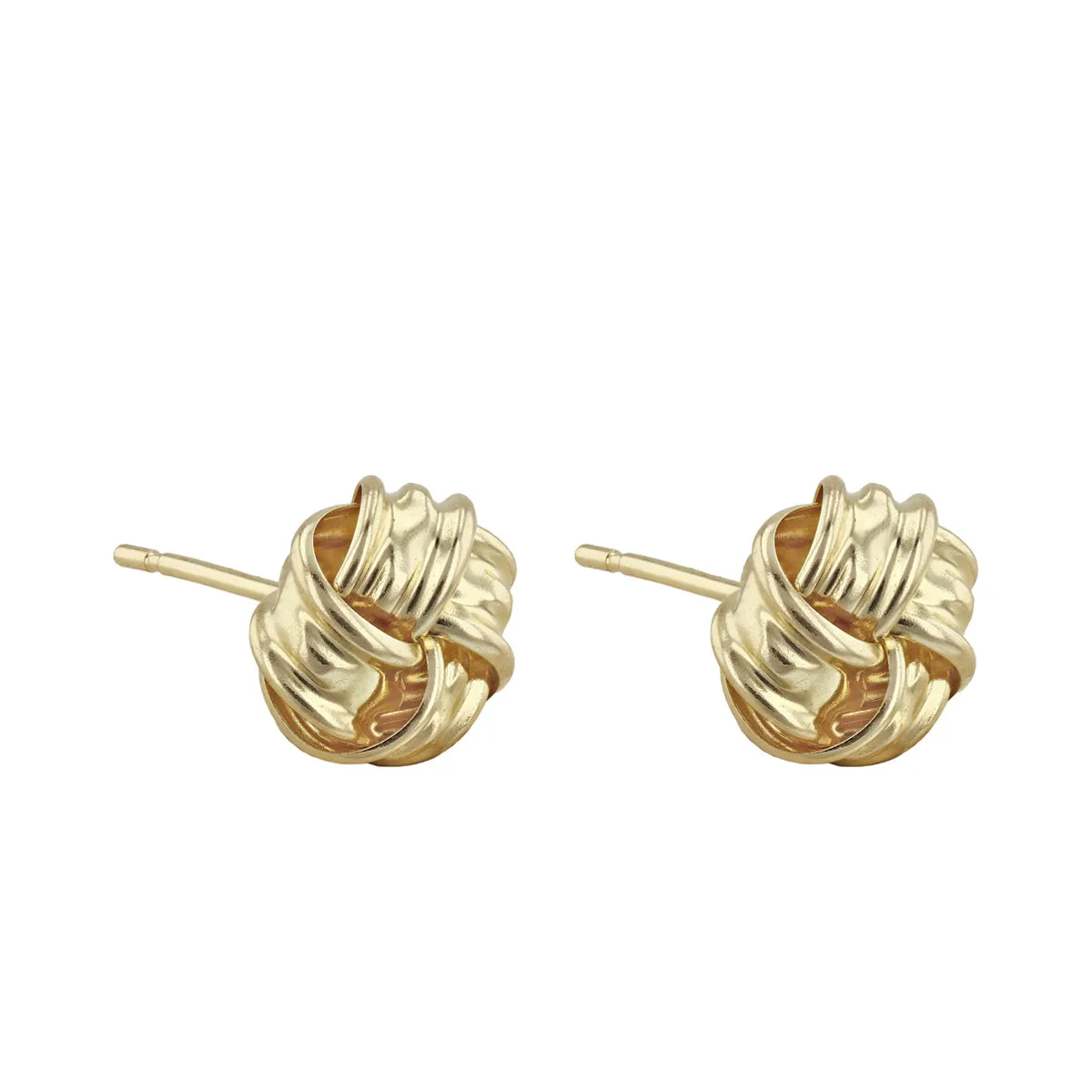 8mm Ribbon Knot Stud Earrings | 9K Solid Yellow Gold