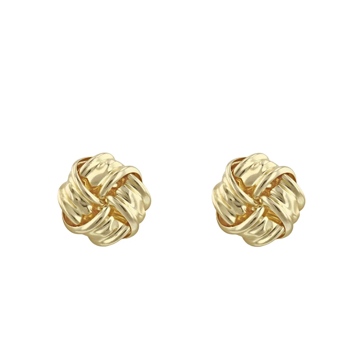 8mm Ribbon Knot Stud Earrings | 9K Solid Yellow Gold