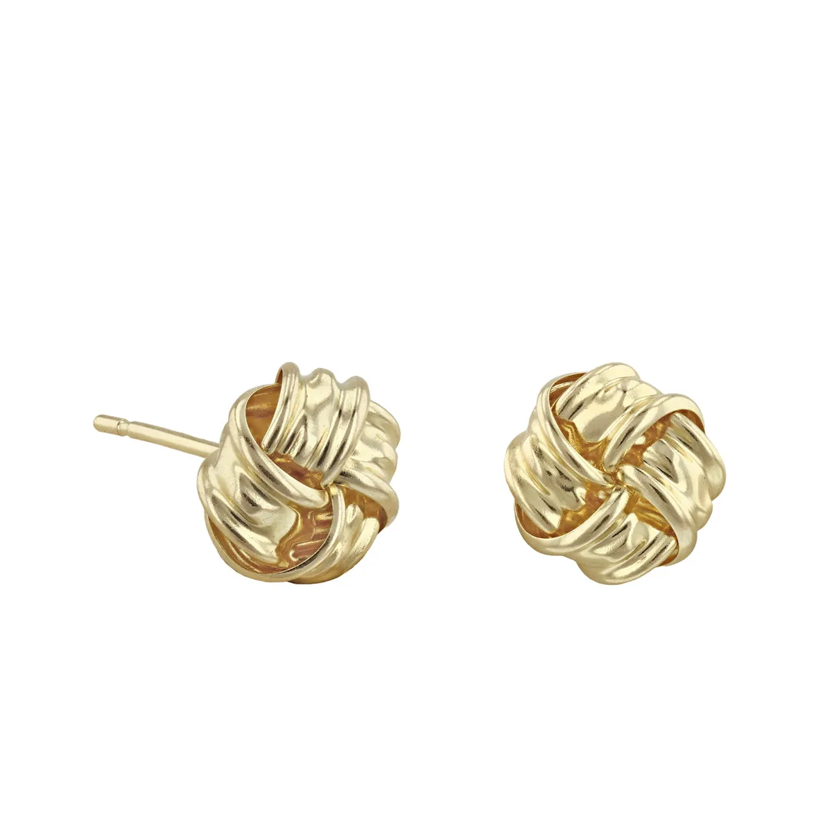 8mm Ribbon Knot Stud Earrings | 9K Solid Yellow Gold