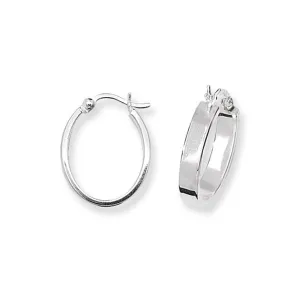 Acotis Silver Hoop Earrings Oval Plain G5560