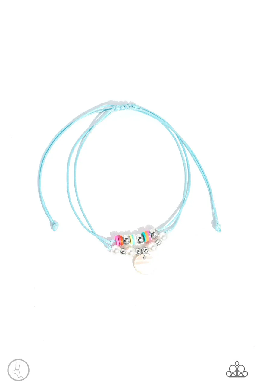 All TIDE Up - Blue - Beads, Pearls, Shell Disc Paparazzi Pull-Cord Anklet