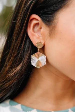 Always Welcome Gold Hexagon Earrings