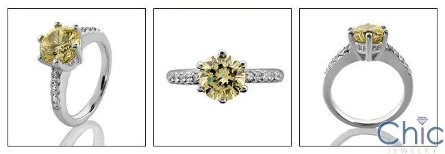 Anniversary Canary Round 2 Ct Cubic Zirconia Cz Ring