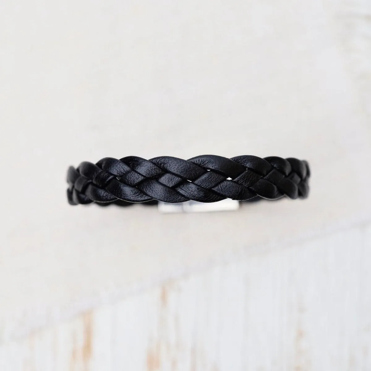 Apollo Braided Black Leather Bracelet