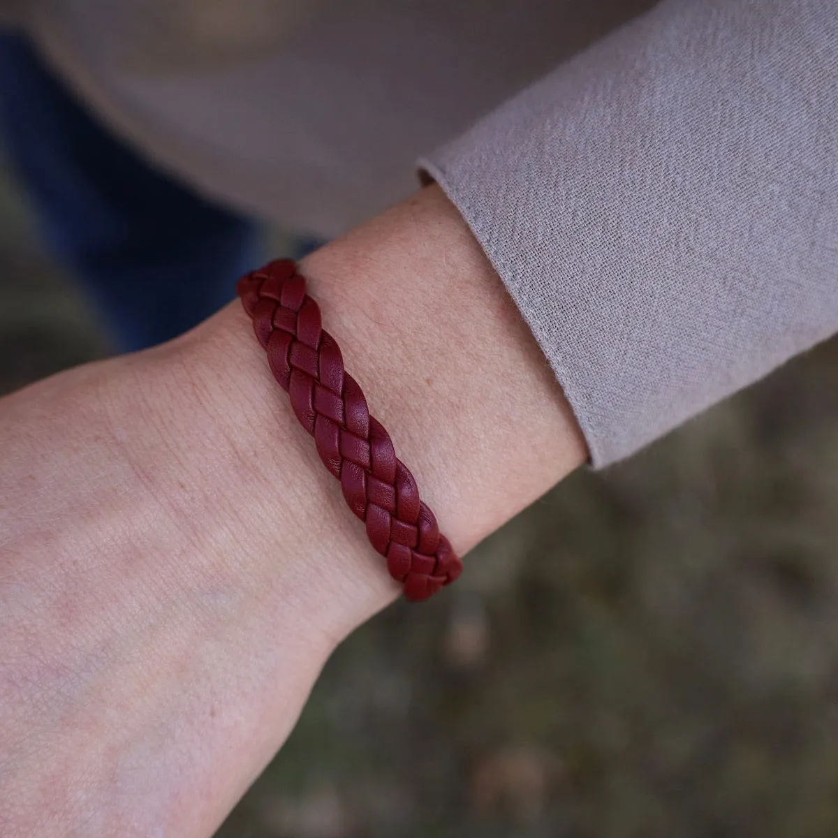 Apollo Braided Bordeaux Leather Bracelet