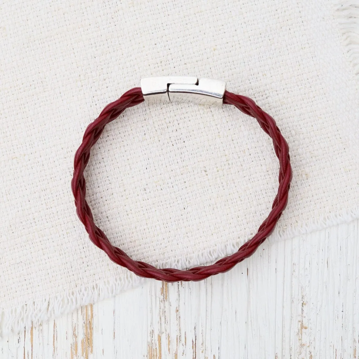 Apollo Braided Bordeaux Leather Bracelet