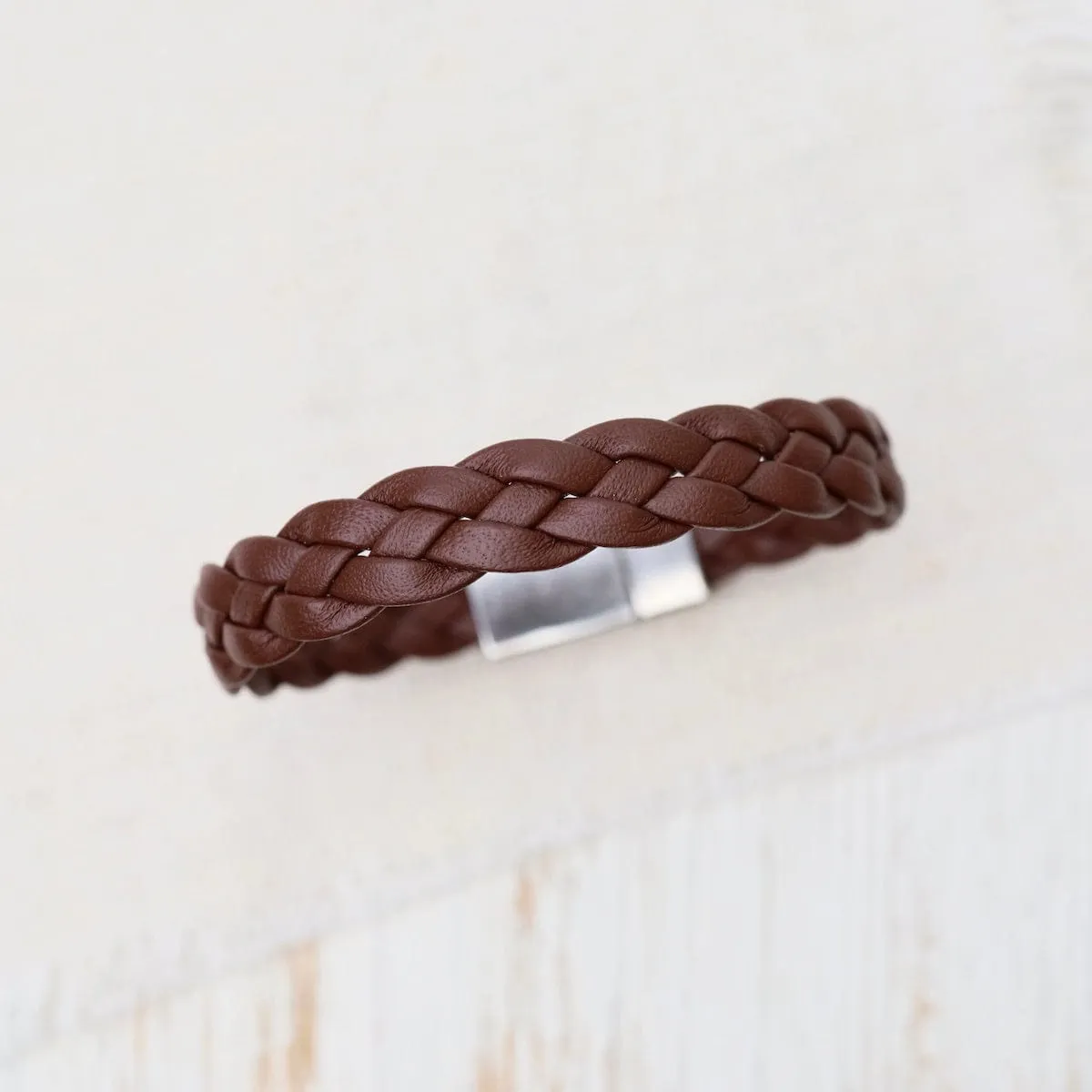 Apollo Braided Brown Leather Bracelet