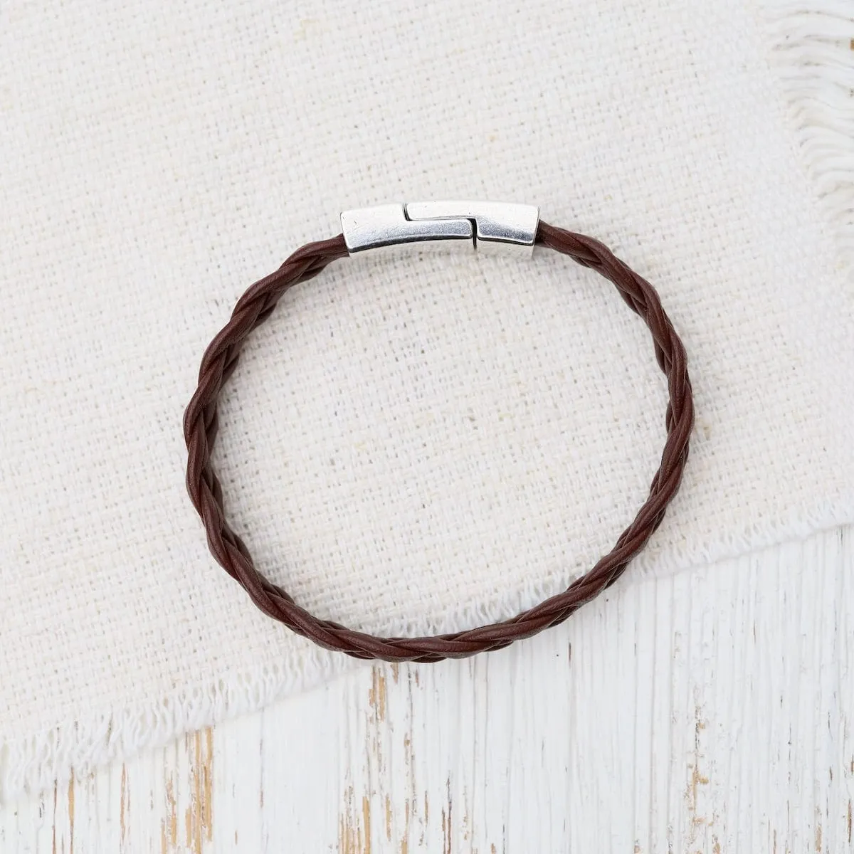 Apollo Braided Brown Leather Bracelet