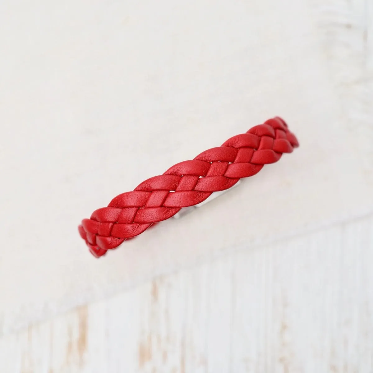 Apollo Braided Red Leather Bracelet