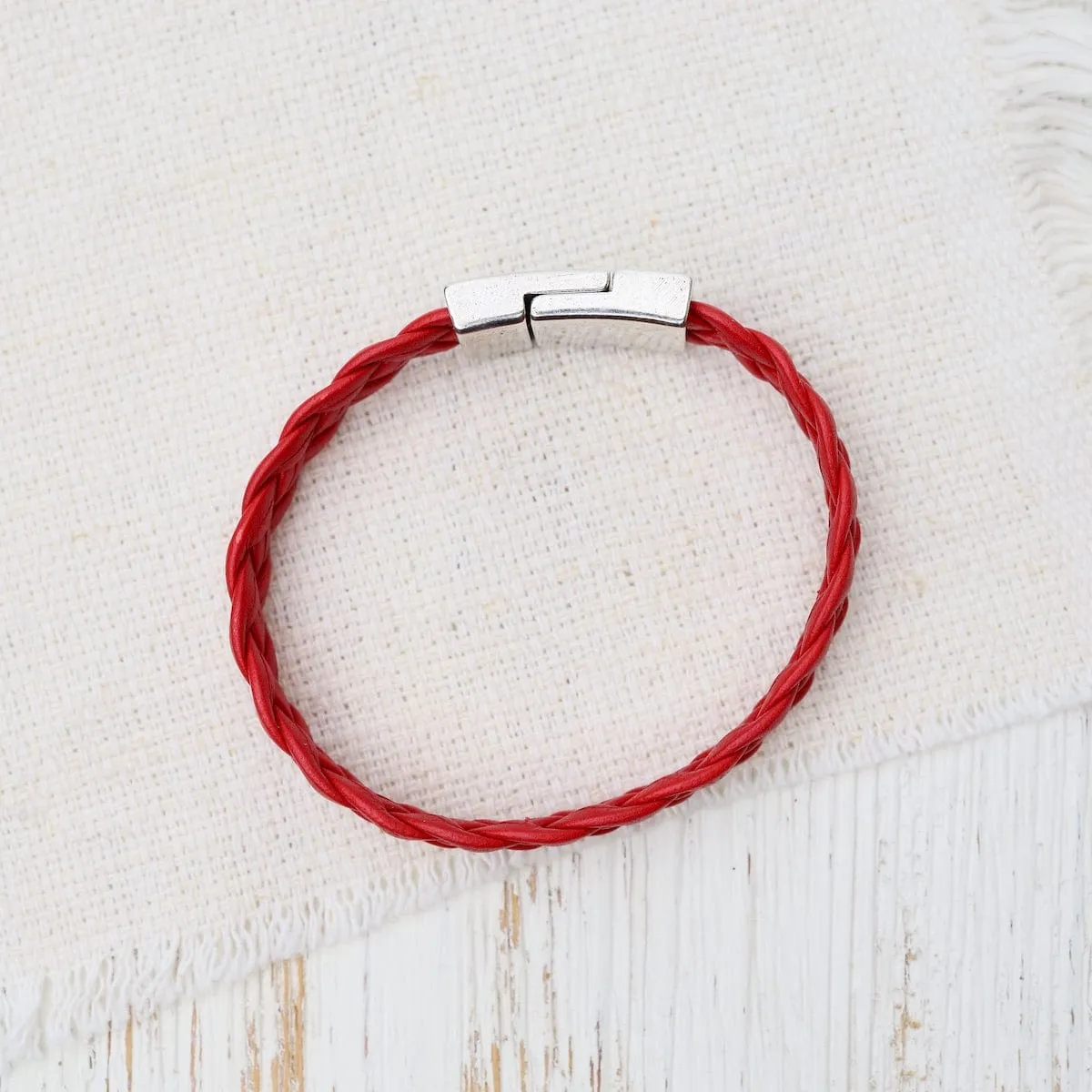 Apollo Braided Red Leather Bracelet