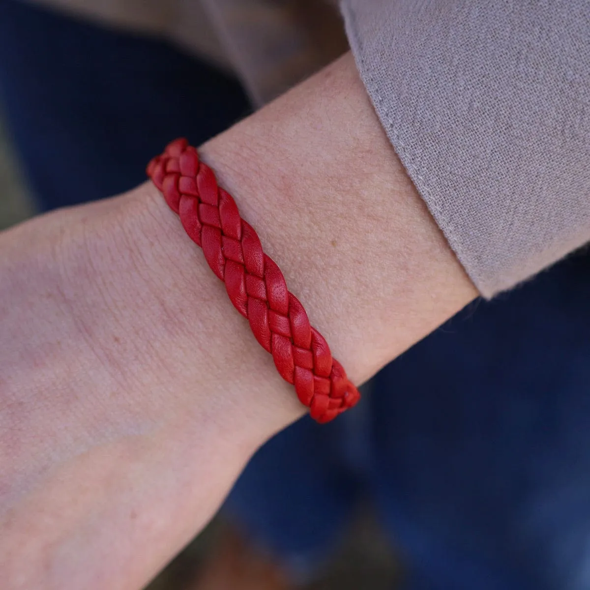 Apollo Braided Red Leather Bracelet