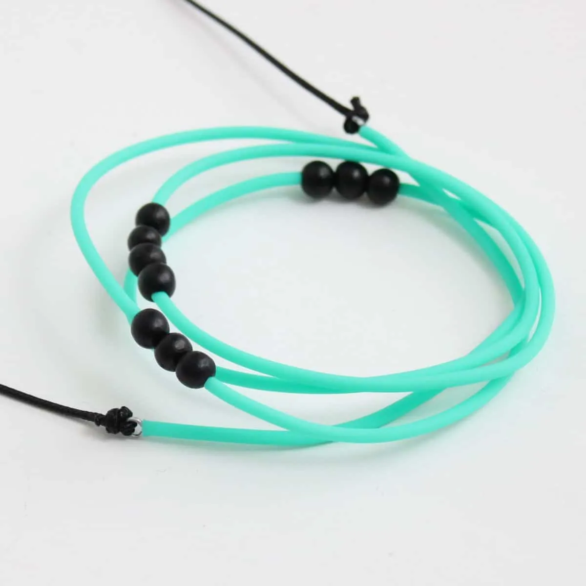 Aqua and Black Rubber Tubing Ava Necklace