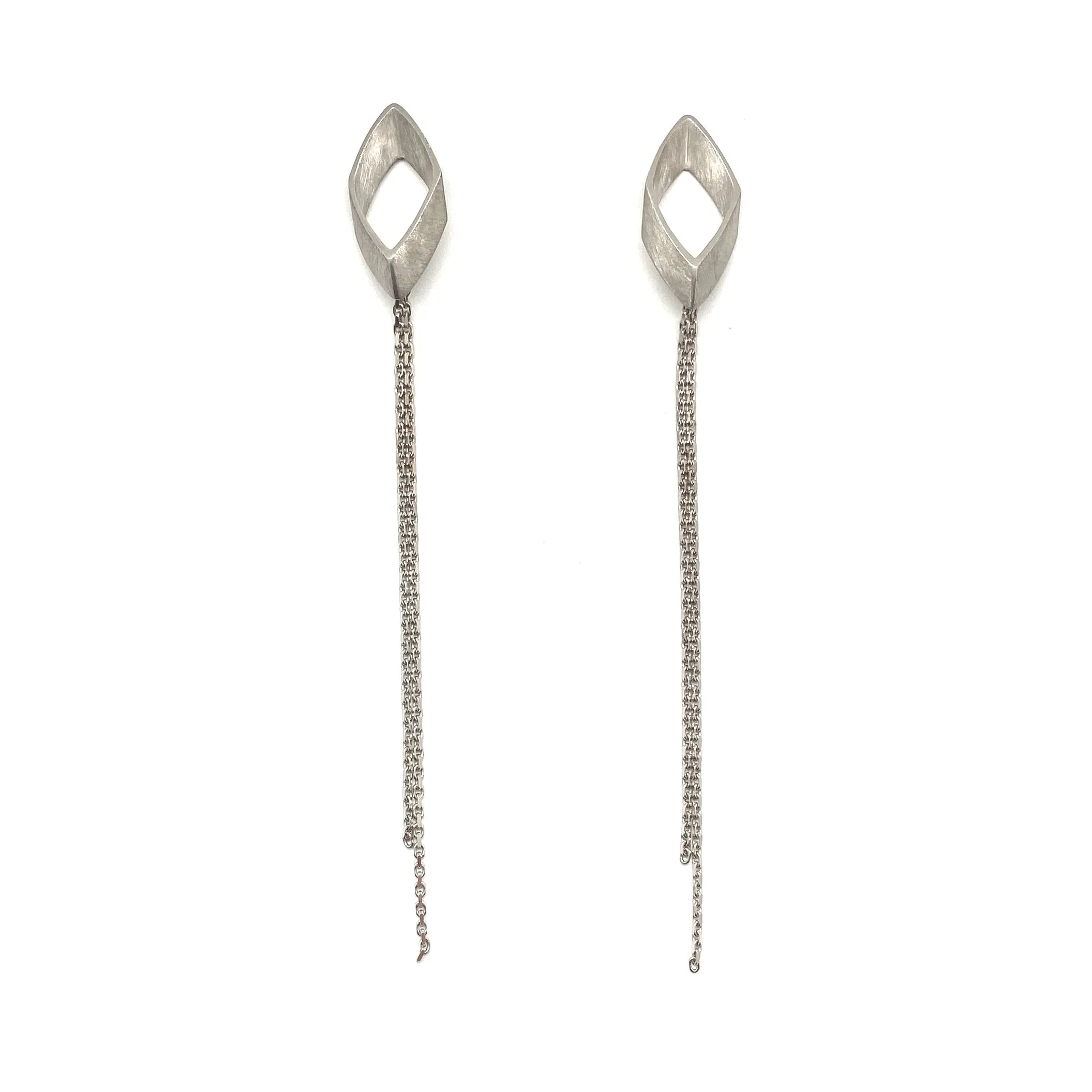 Architectural Chain Earrings - Silver