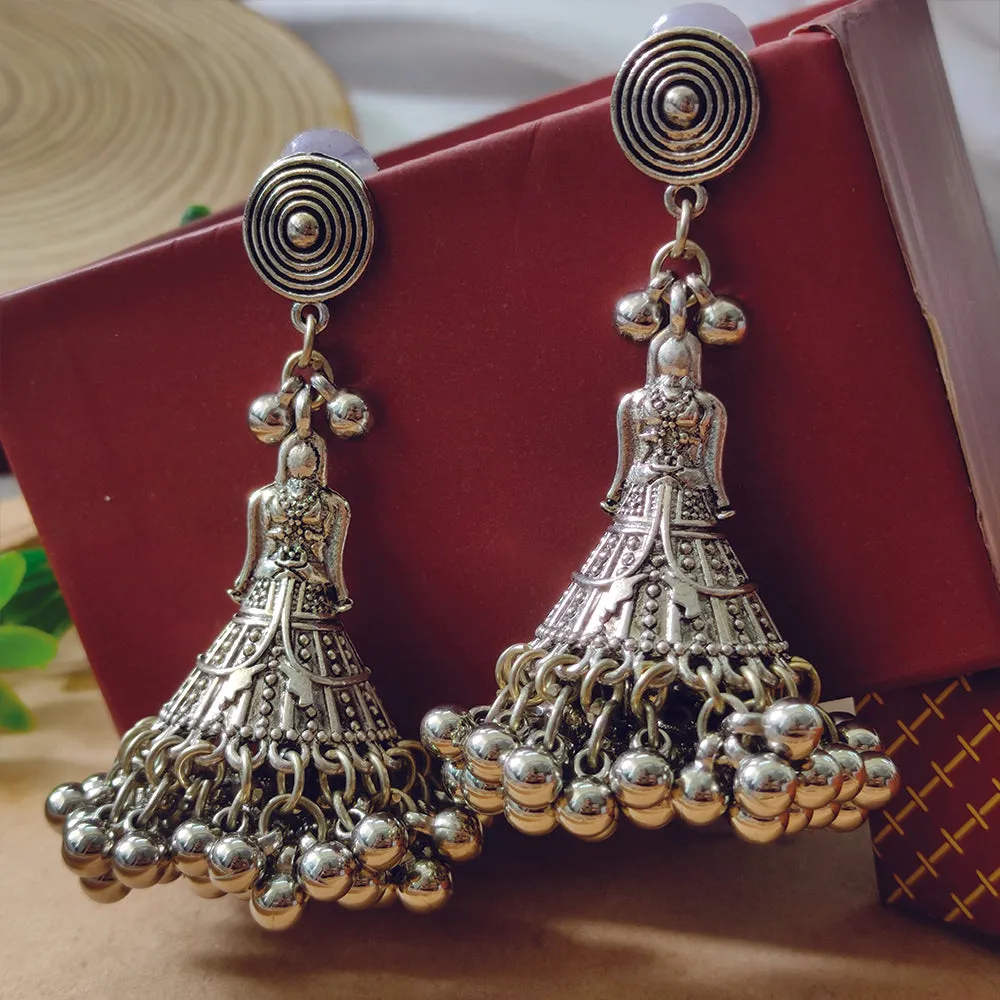 Bhavi Jewels Silver Plated Doll Shaped Dangler Earrings