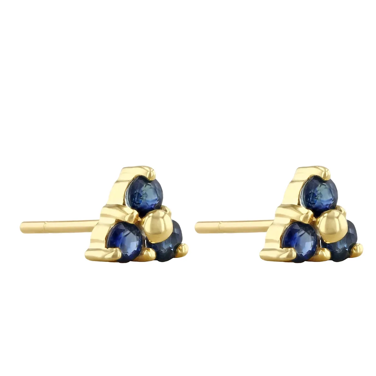 Bijou Collection Sapphire Trefoil Stud Earrings | 9K Yellow Gold