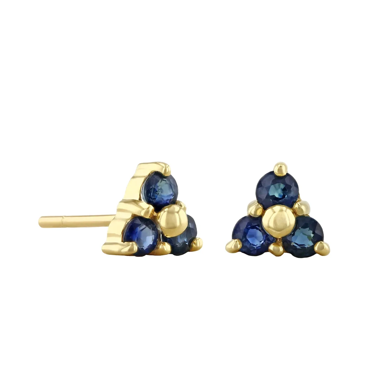 Bijou Collection Sapphire Trefoil Stud Earrings | 9K Yellow Gold