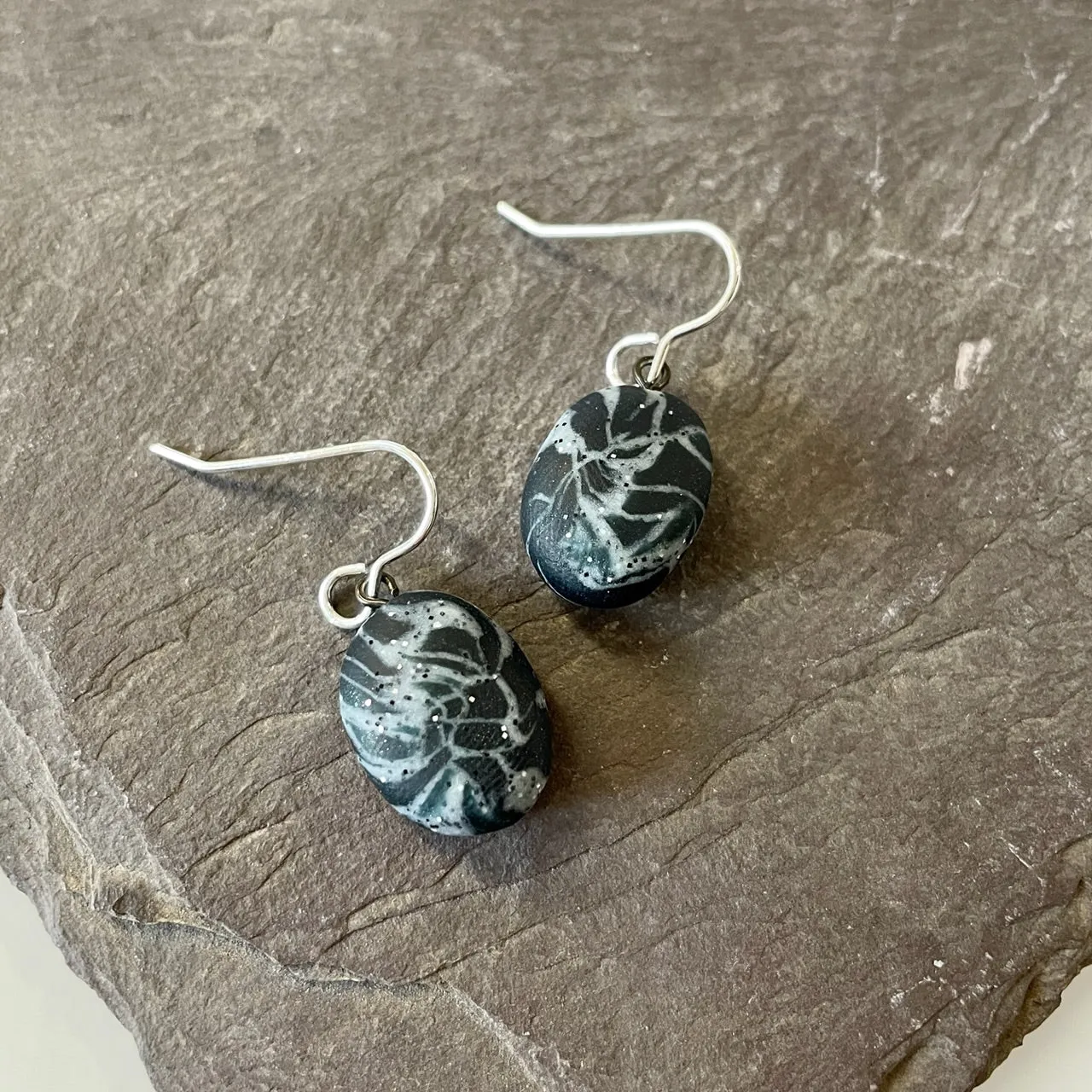 Black and Grey Pebble earrings