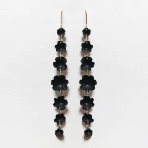 Black Flower Drop Earrings