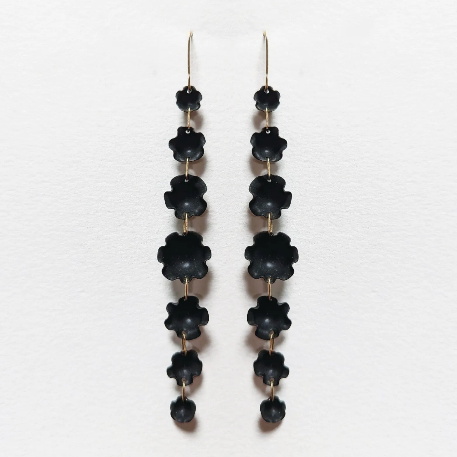 Black Flower Drop Earrings