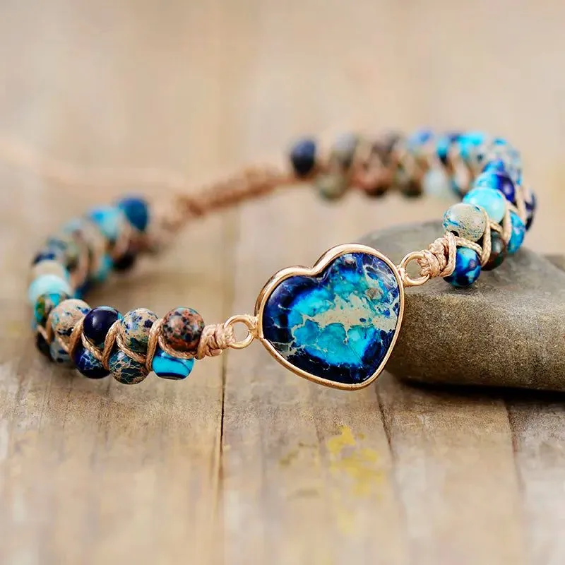 Blue Jasper Loving Heart Bracelet