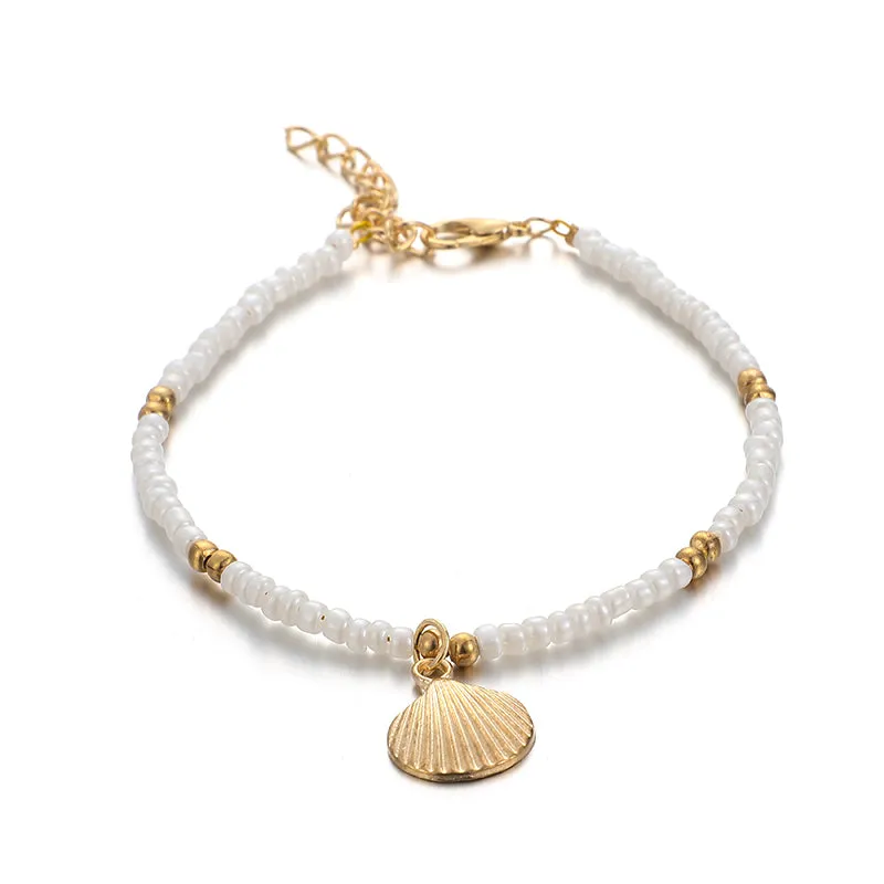 Boho Gold Shell Cowrie Anklet Set for Women