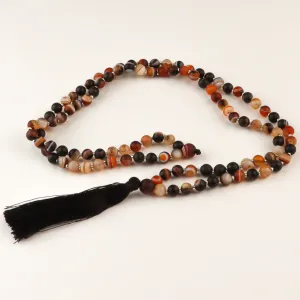 Botswana Agate & Lavastone Mala Beads - 6mm