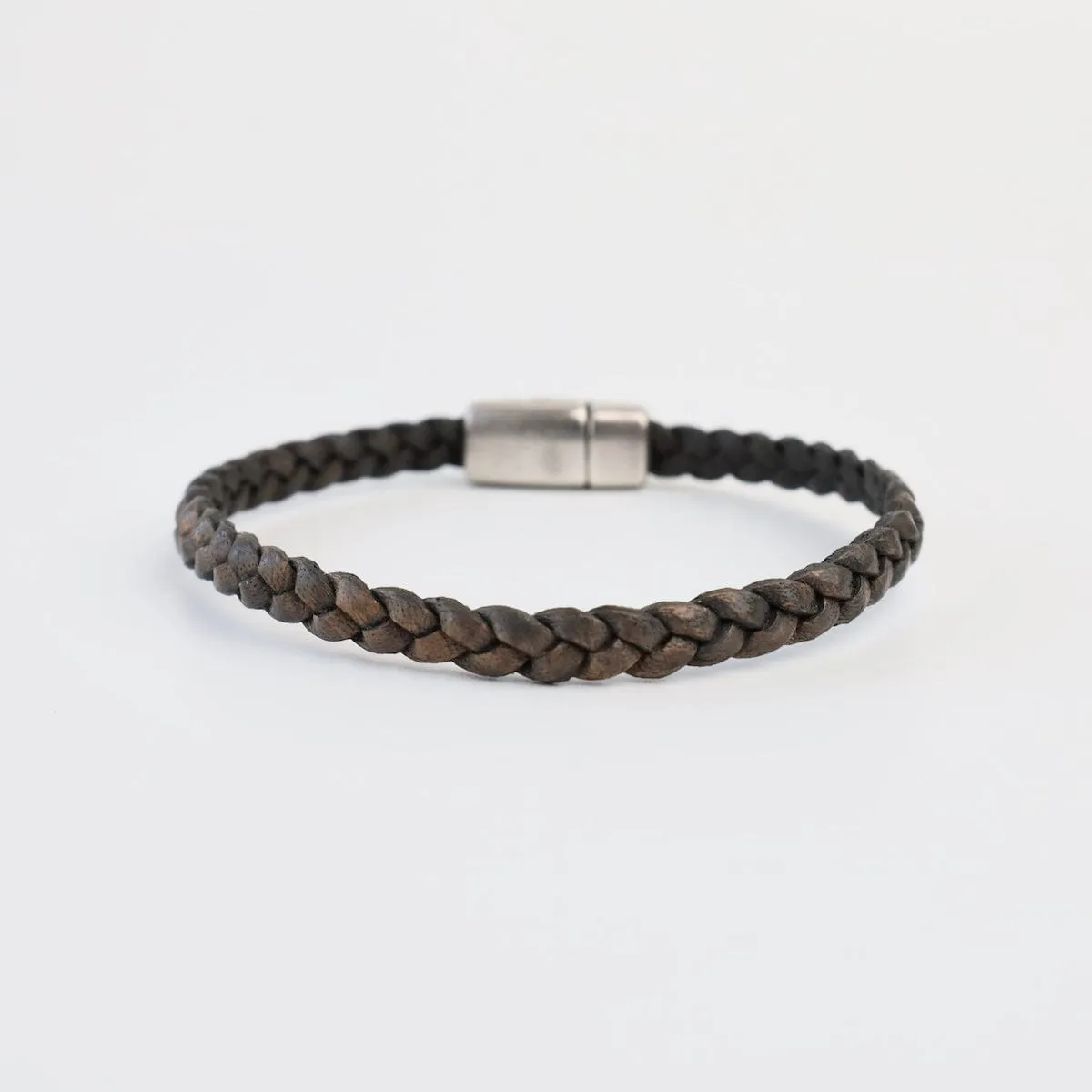 Braided Grey Leather Bracelet