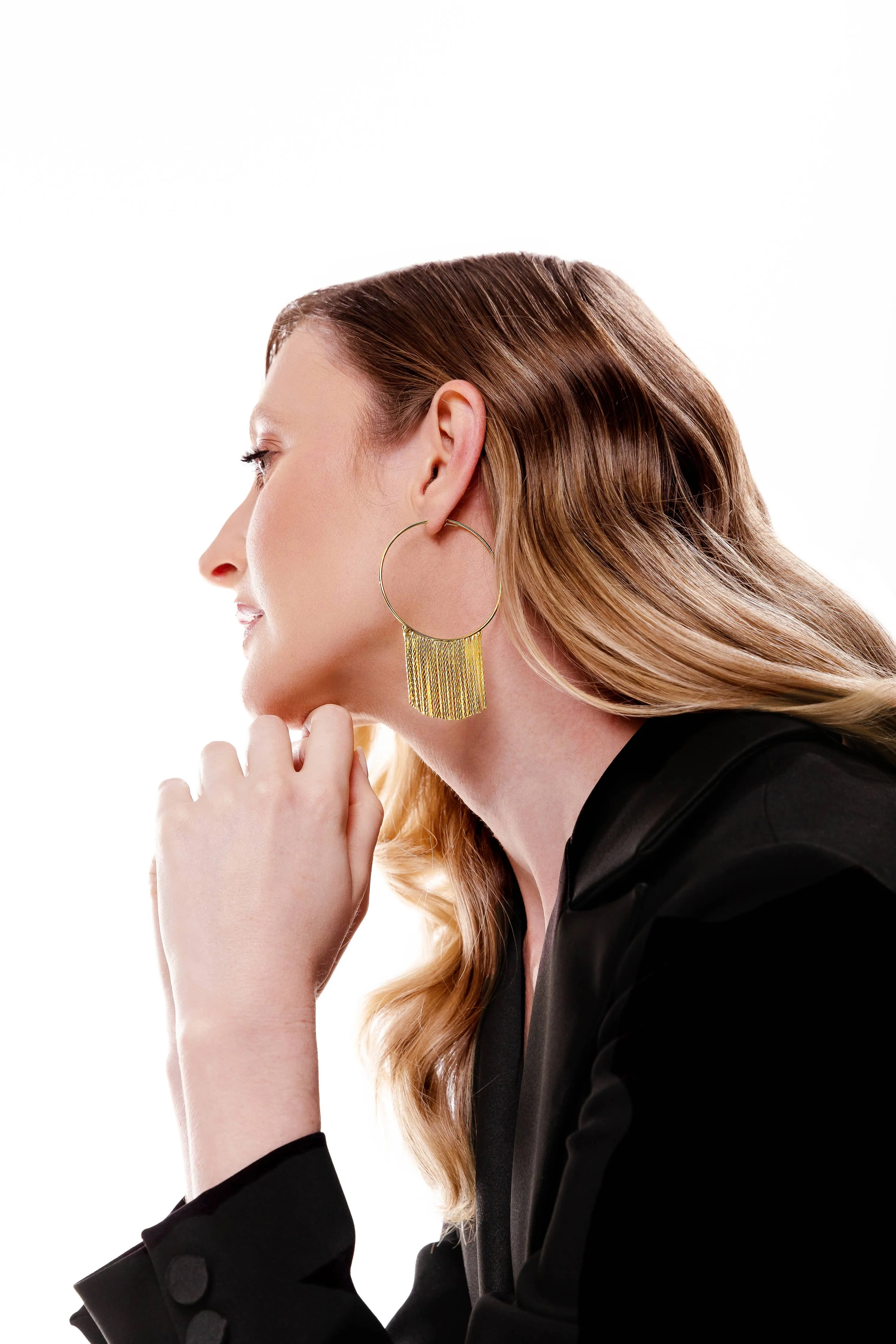 Brooke Tassel Fringe 18k Gold-Plated Hoop Earrings