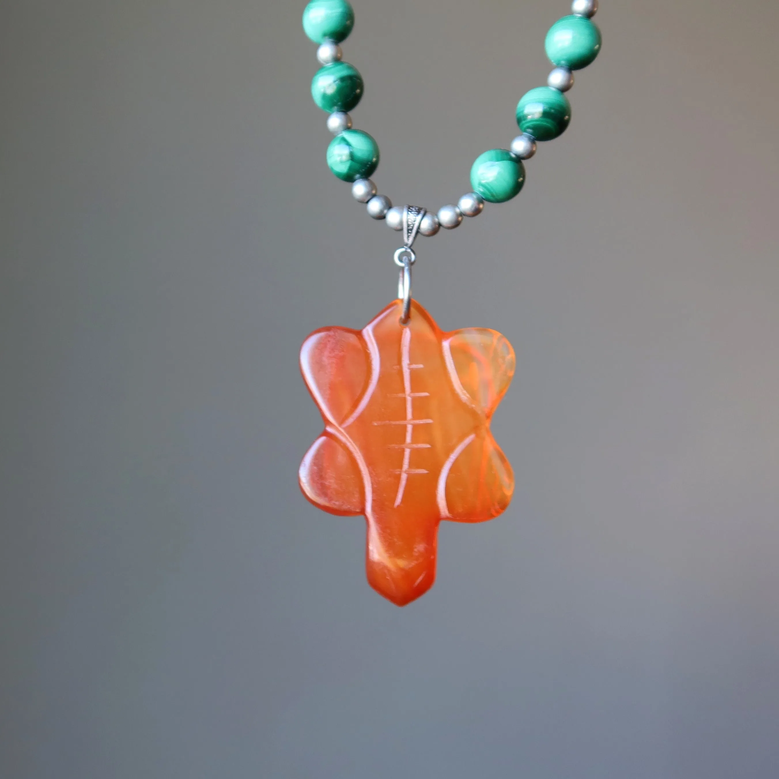 Carnelian Malachite Necklace Light my Fire Turtle Crystal