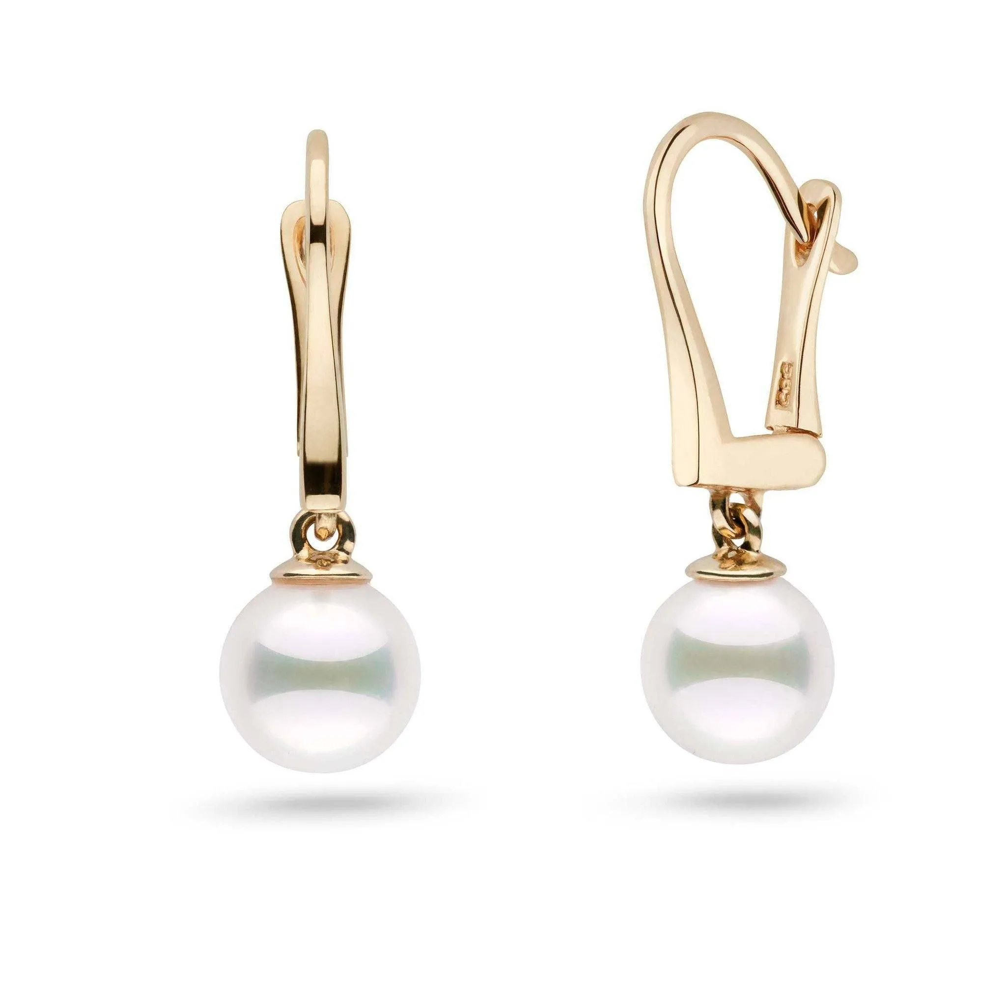 Classic Collection White Akoya 7.0-7.5 mm Pearl Dangle Earrings