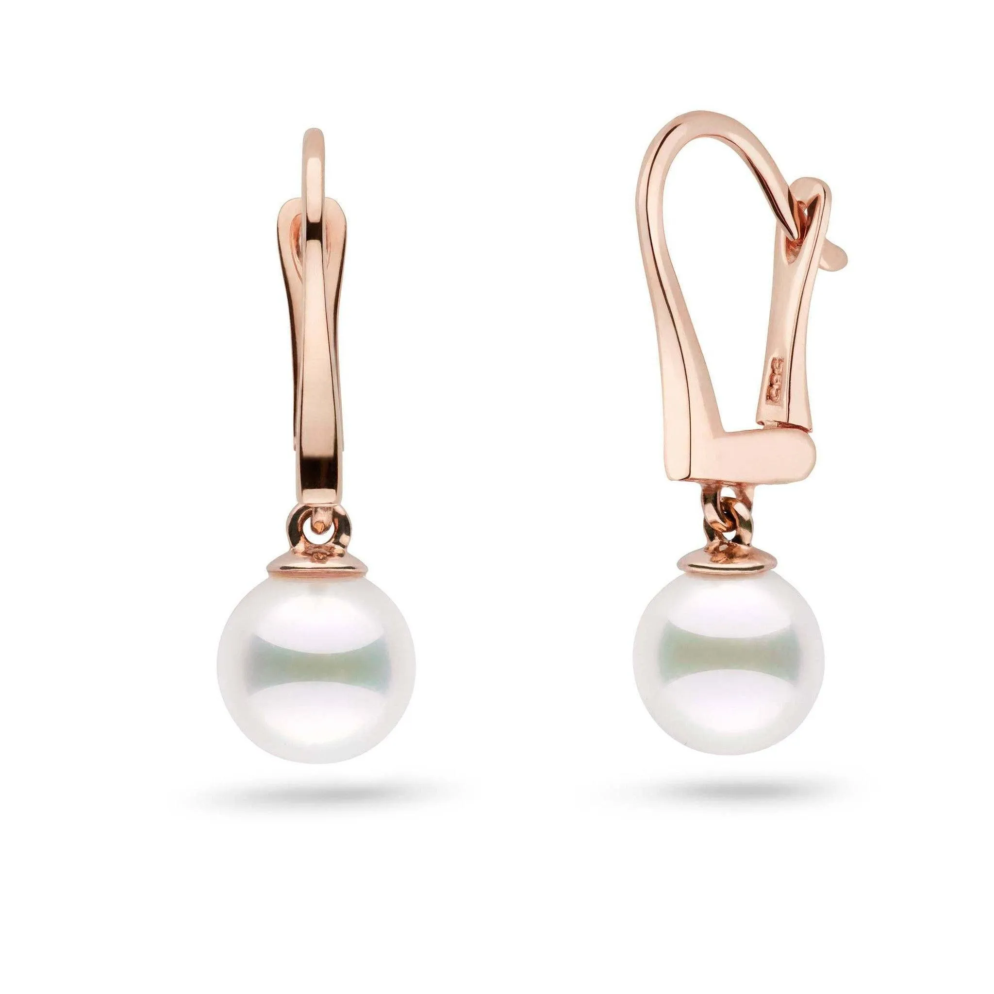 Classic Collection White Akoya 7.0-7.5 mm Pearl Dangle Earrings