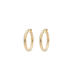 Classic Round Hoop Earrings (M) 14K