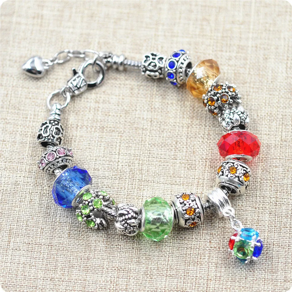 Colorful handmade beaded crystal bracelet