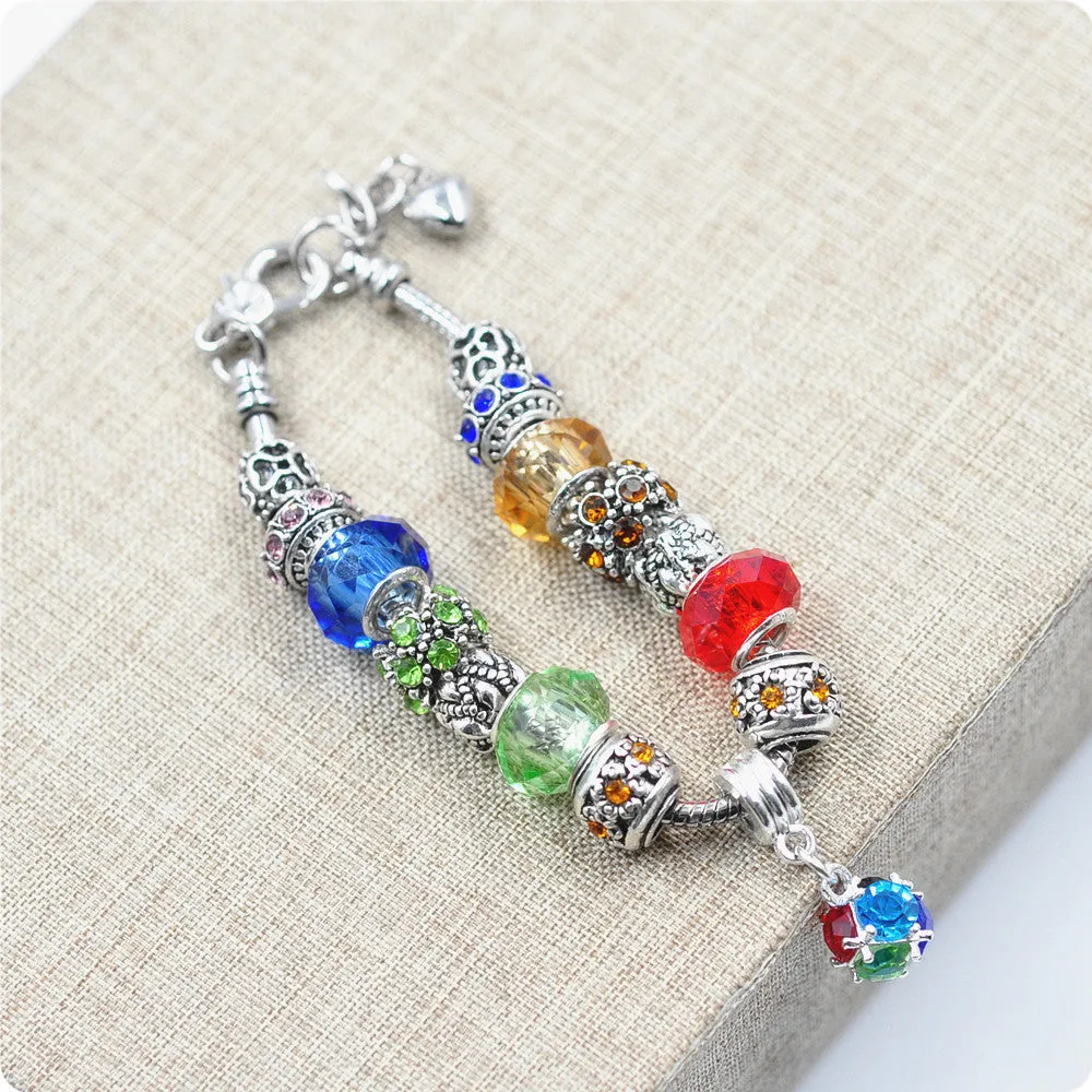 Colorful handmade beaded crystal bracelet