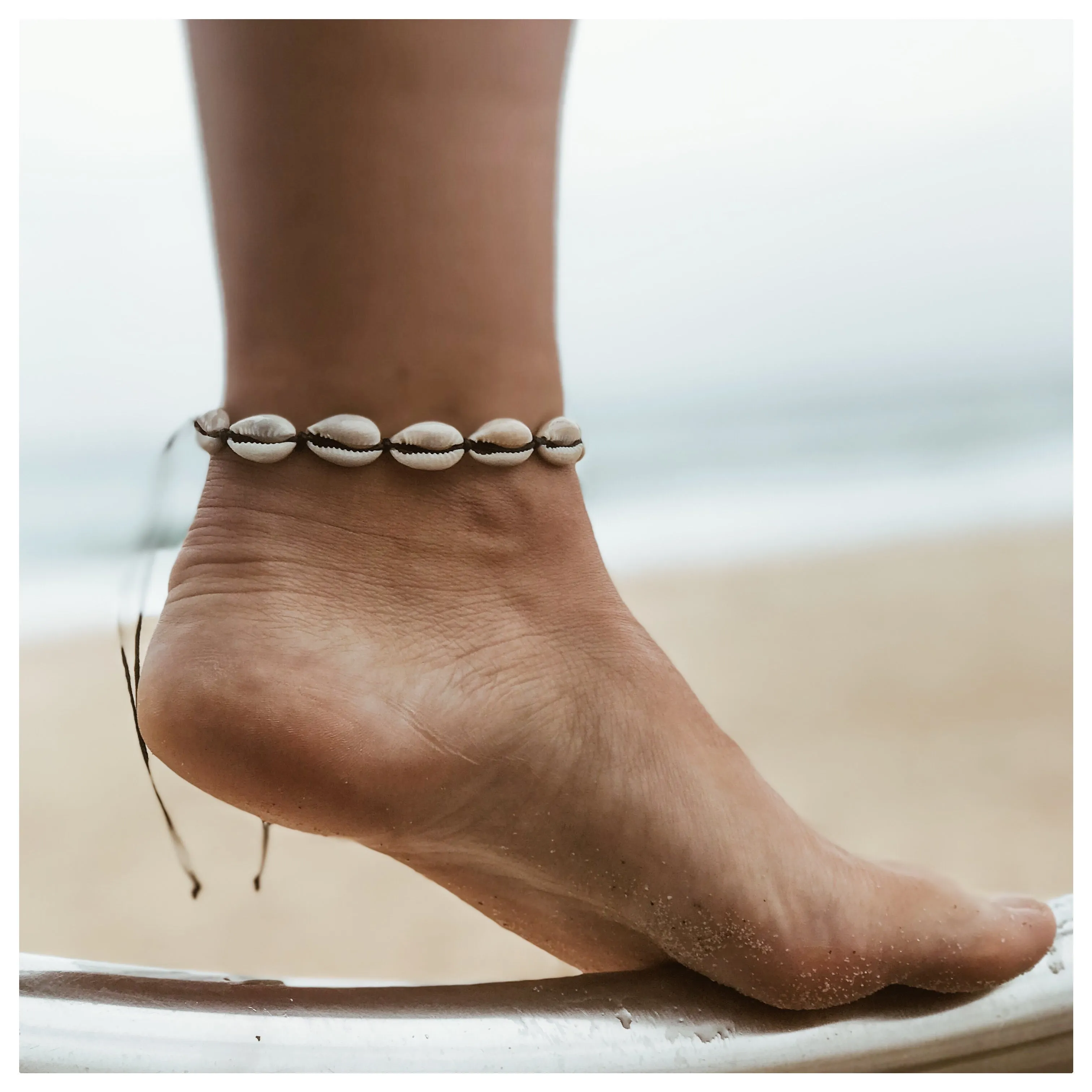 Cowrie Shell Anklet 6 / Black Cord