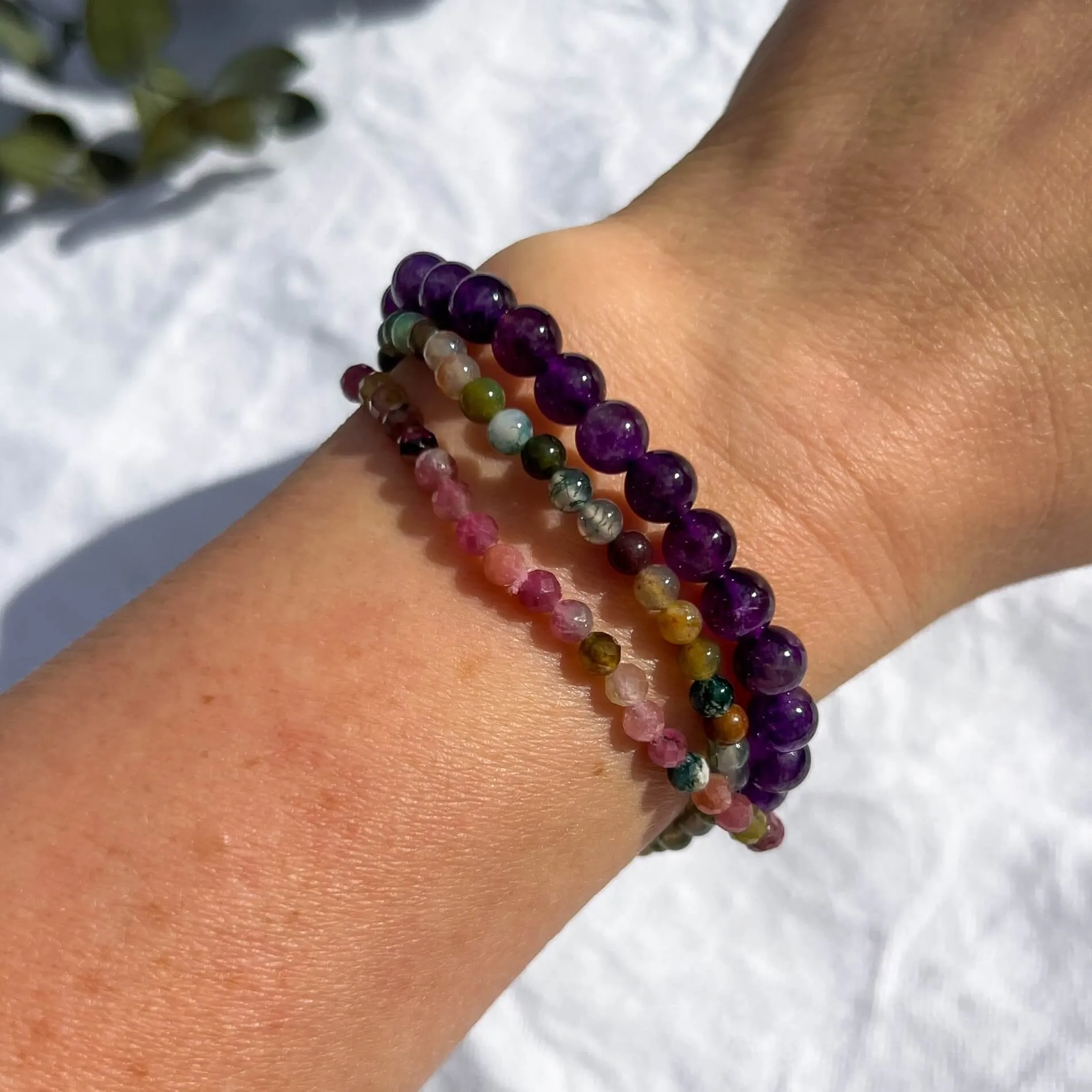 Crystal Bead Bracelet -  Amethyst