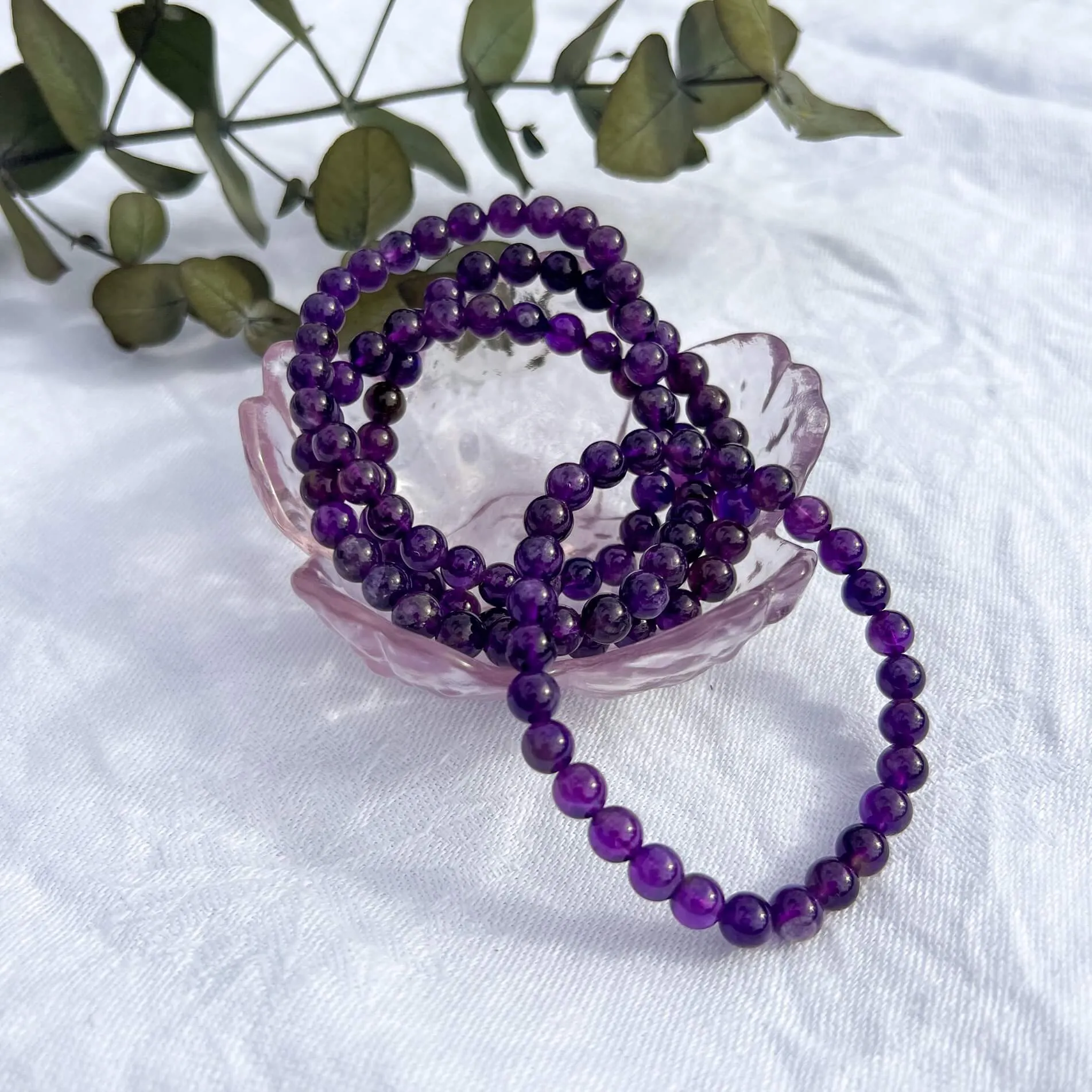 Crystal Bead Bracelet -  Amethyst