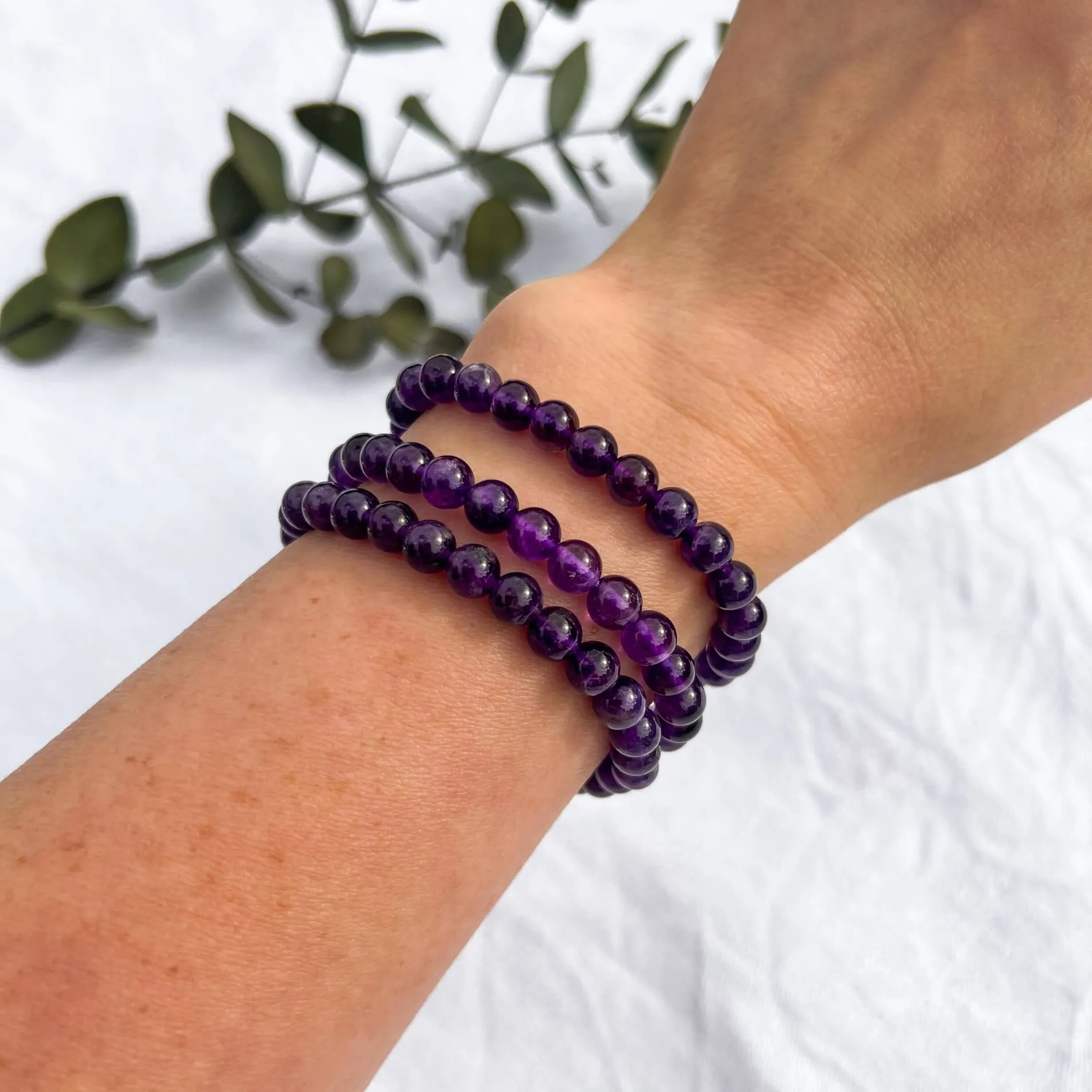 Crystal Bead Bracelet -  Amethyst