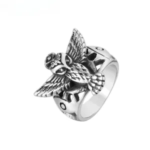 Devil's Eye Owl Titanium Steel Rings for Men