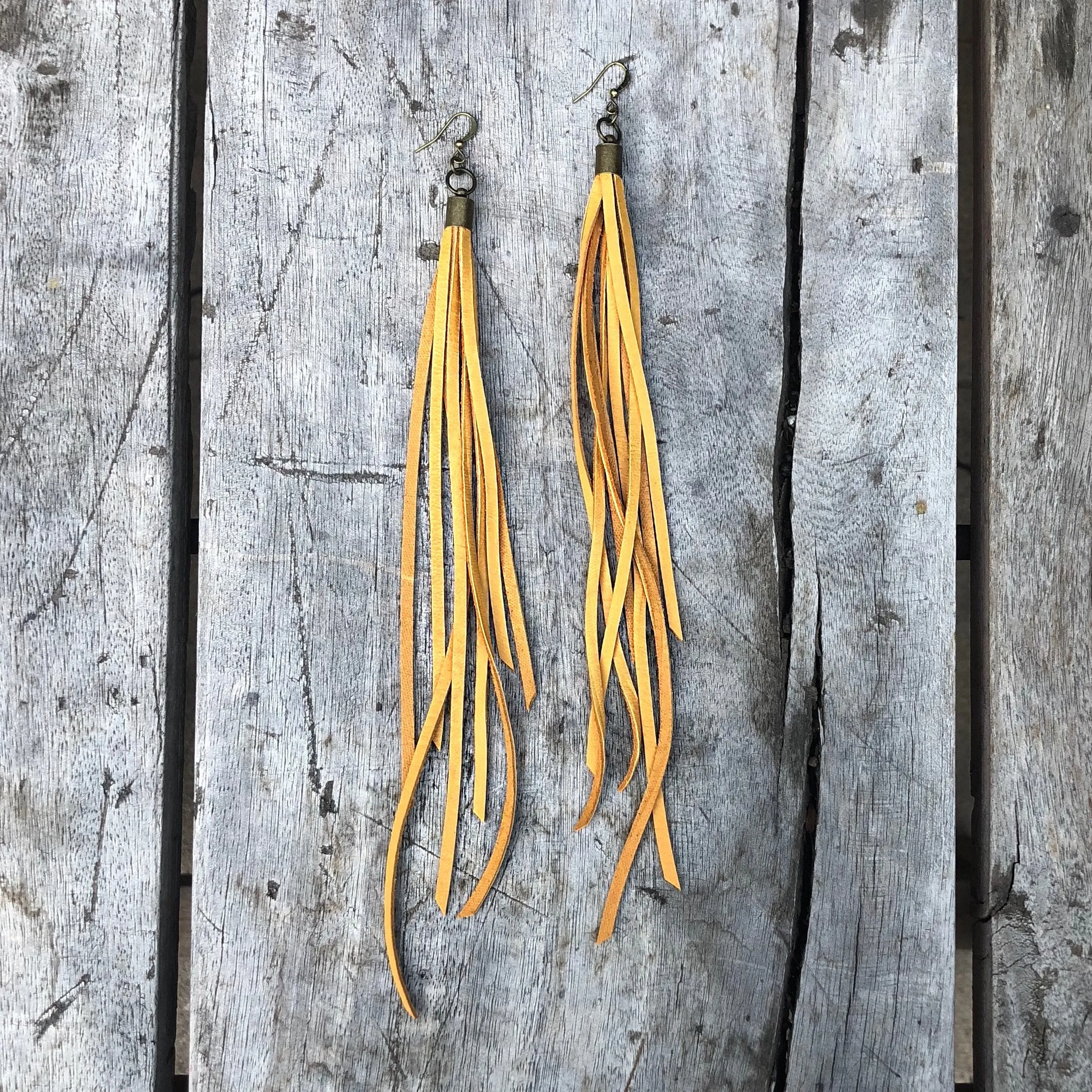 Earrings, Leather Tassels, Color Options - SALE!