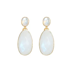 Earrings - Moonstone Double Drops