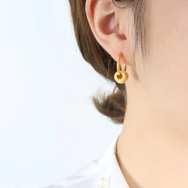 Elegant Zircon Small Circle Earrings with Versatile Style and Delicate Design