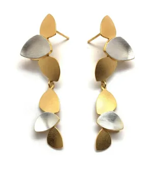 Elongated Sterling Silver and Gold Vine Drops