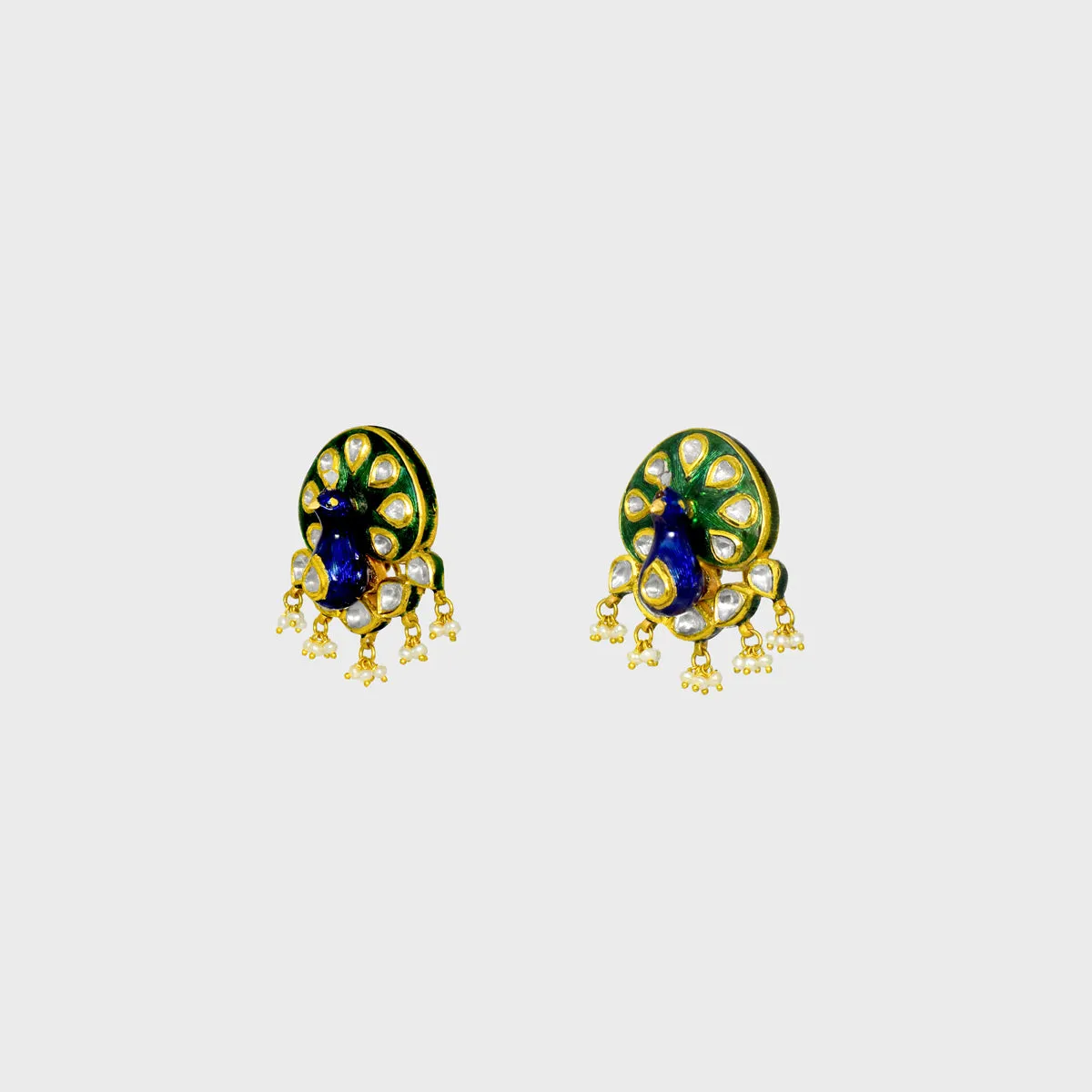 Experience the Beauty of Tradition with this Peacock Design Hasli Necklace and Earring Pair - (KMNE3422)